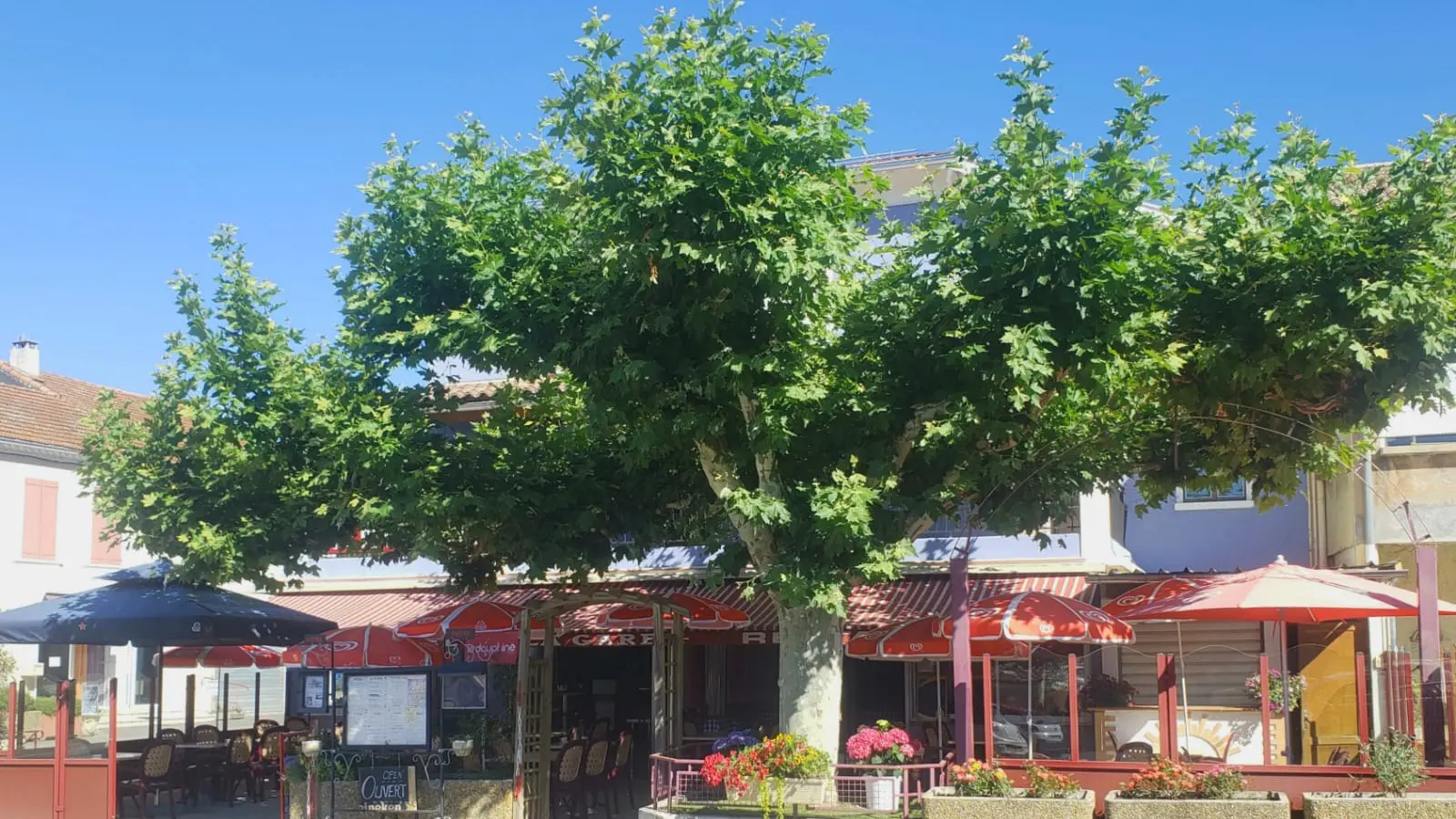 Terrasse vue de la place