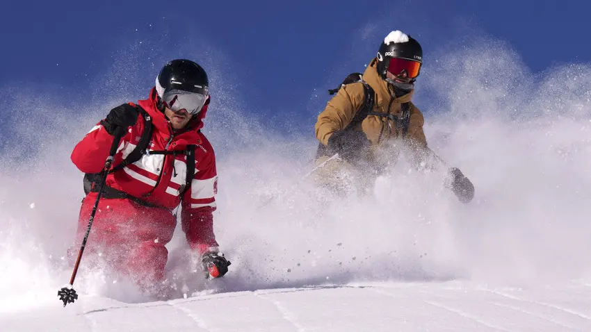 Freeride in fresh powder snow
