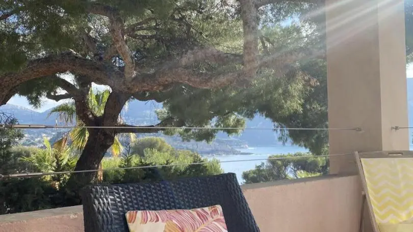 Terrasse vue mer sous les pins