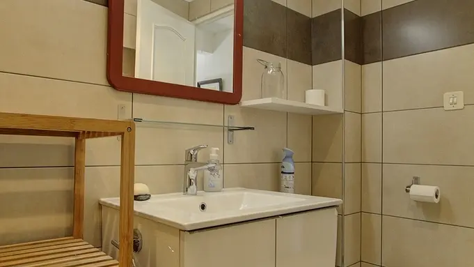 Salle d'eau avec WC intégré.