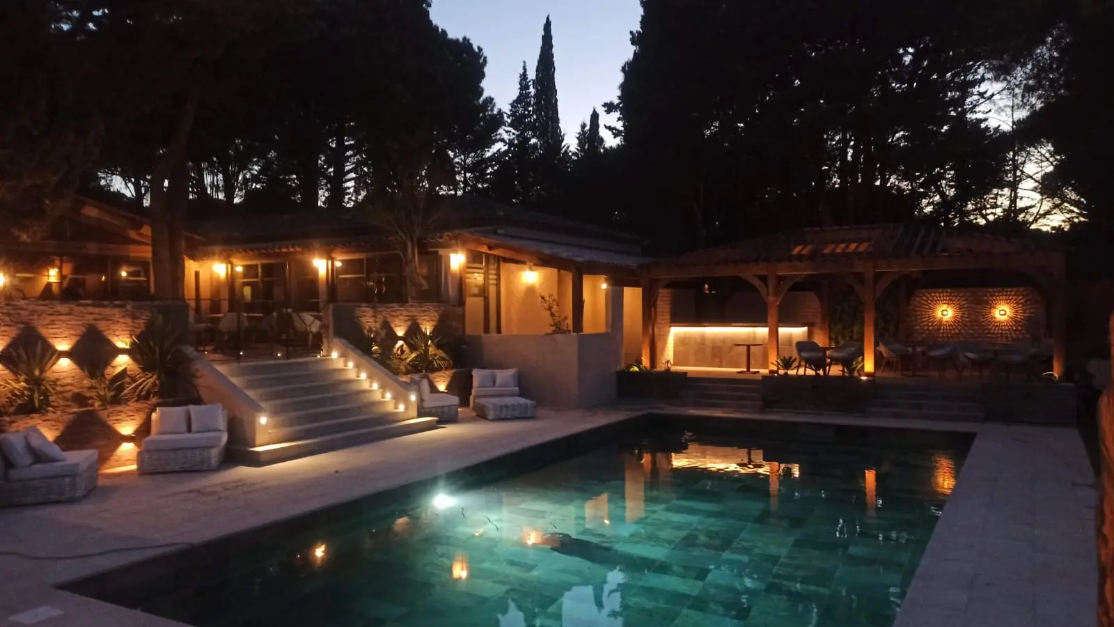 Piscine de nuit Villa Dune