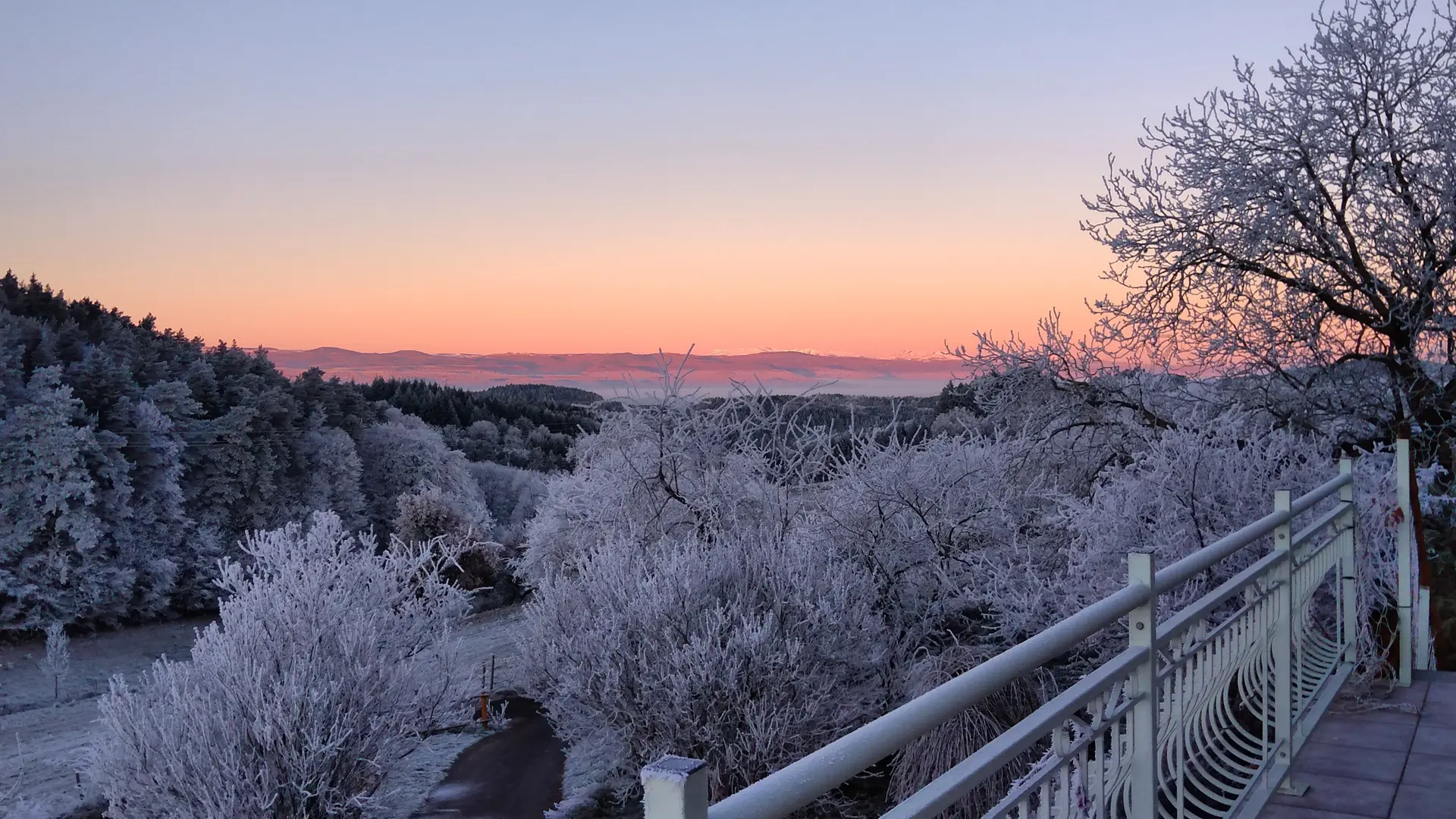 Vue depuis le balcon en hiver