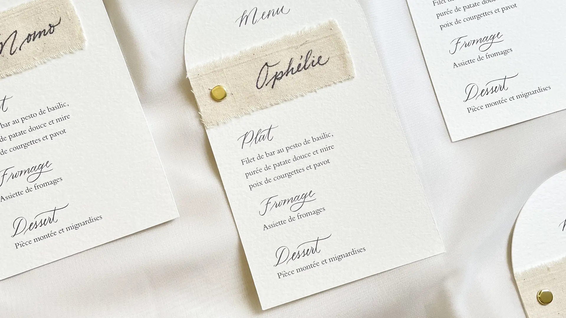 Menu et marque place sur mesure