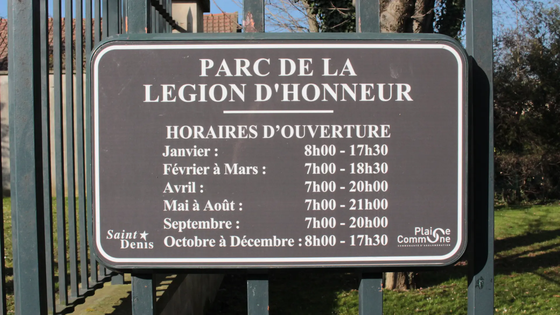 Horaires du parc