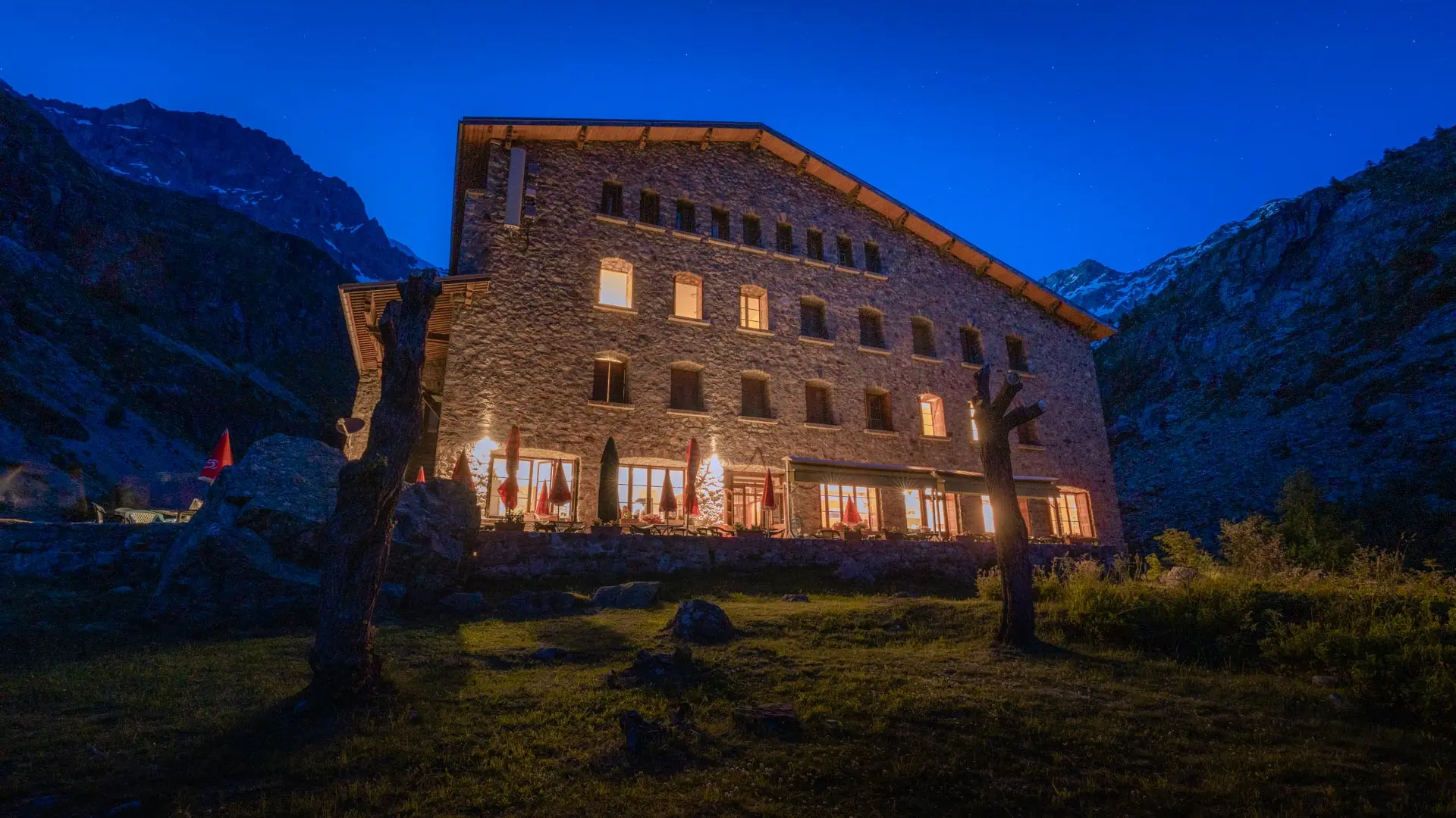 Refuge du Gioberney de nuit