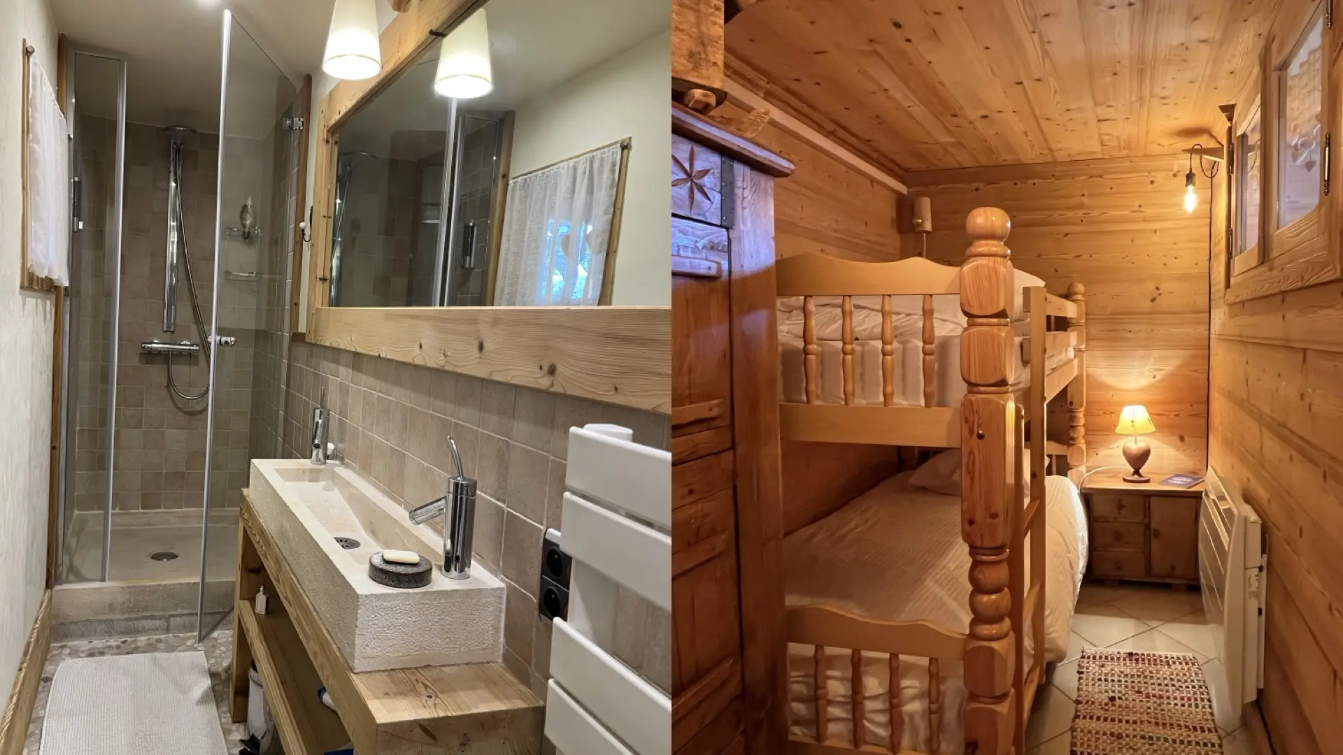 Douche rdc et lits superposés