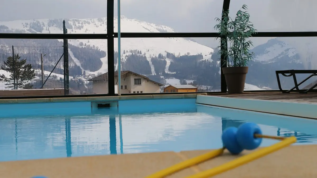 vue depuis piscine hiver