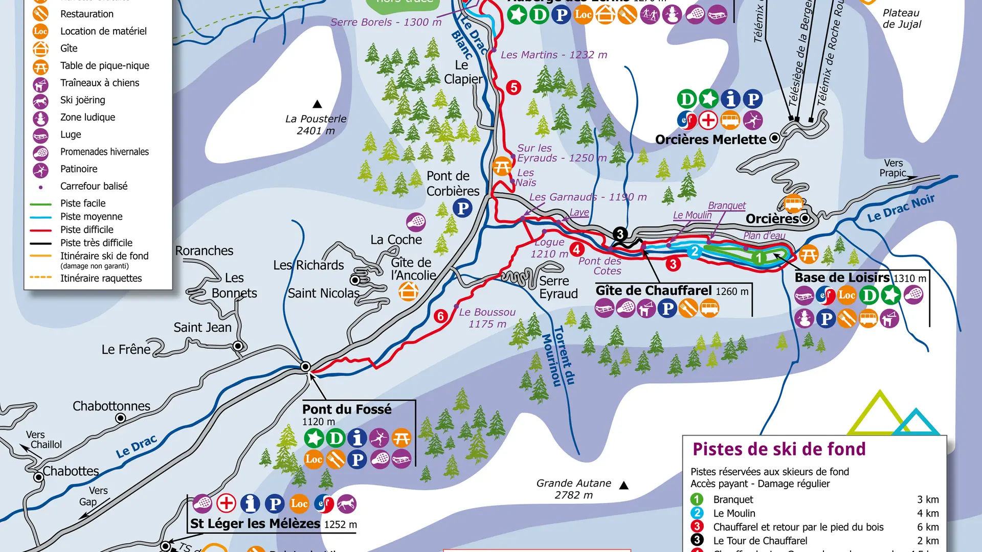 Plan du domaine nordique du Haut-Champsaur