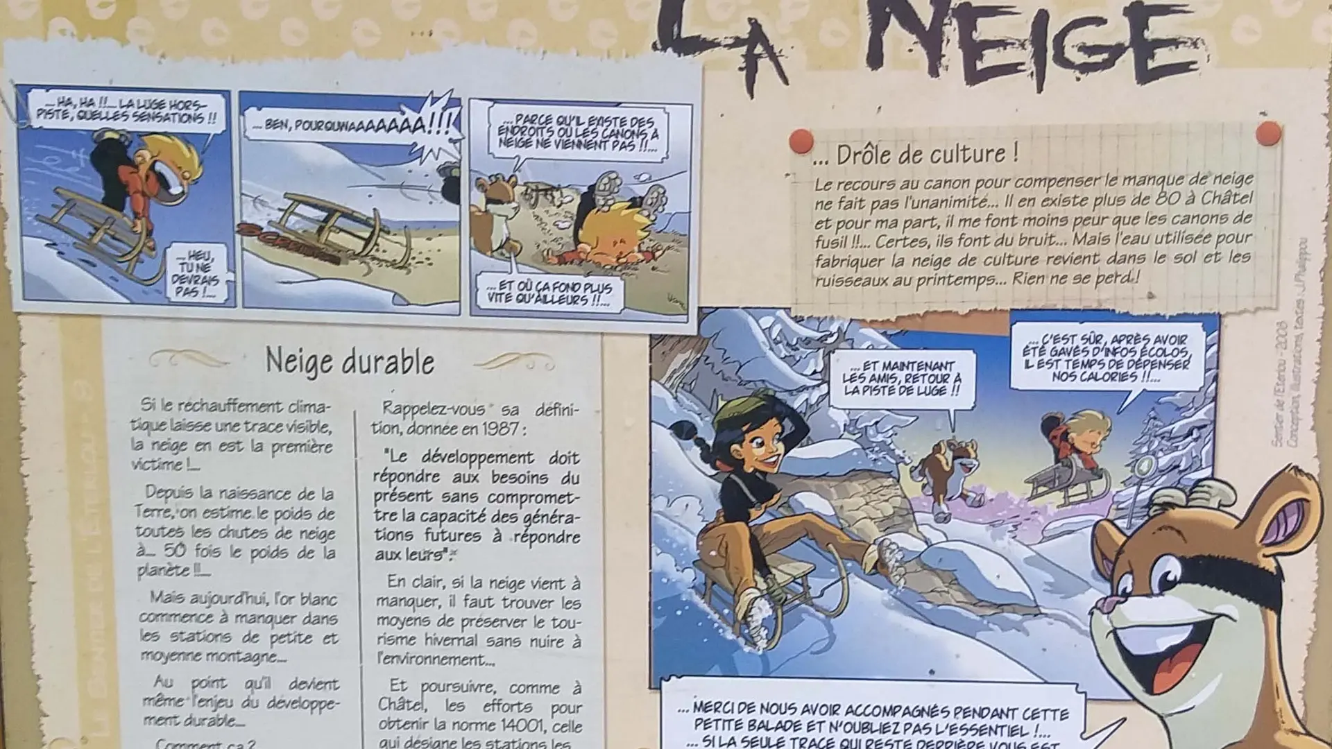 Sentier de l'Éterlou - Panneau sur le thème de la neige en gros plan