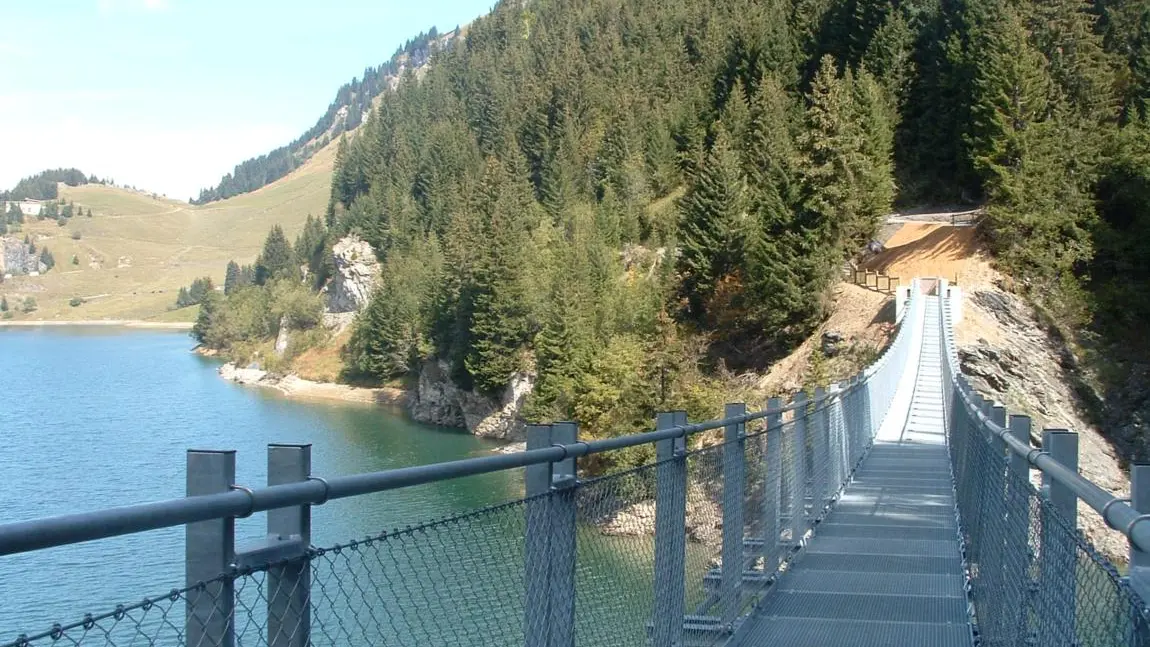 Lac et passerelle de Saint Guérin