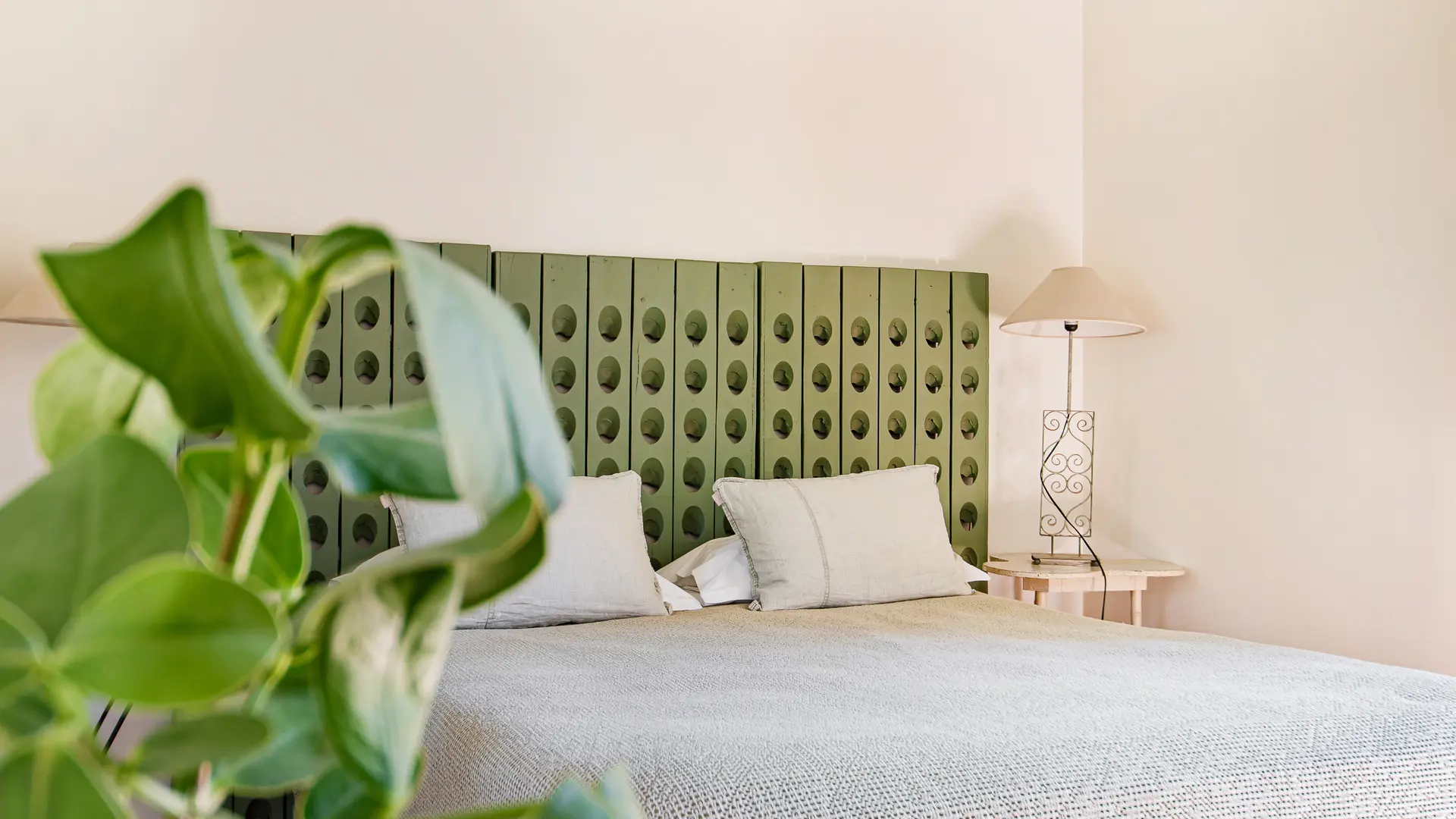 Chambre bleu avec plantes