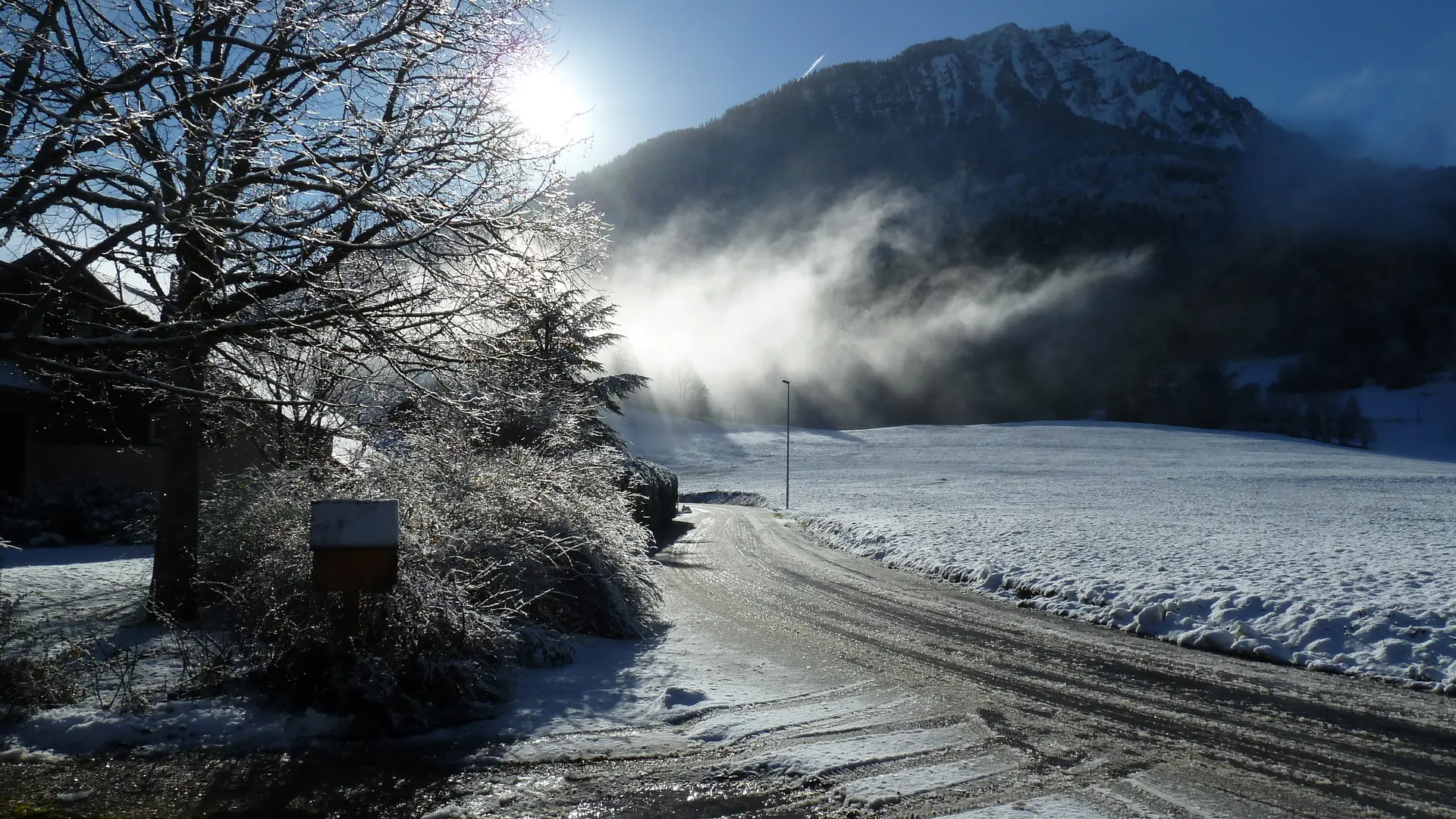 Vue depuis le gîte en hiver