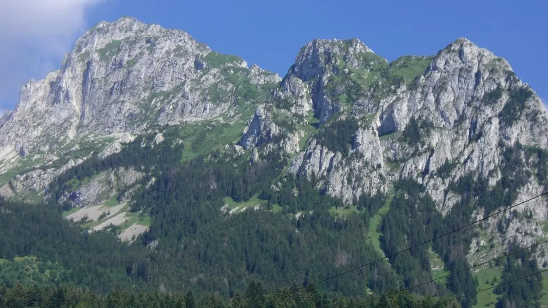 Vue de la Dent d'Oche depuis la terrasse.