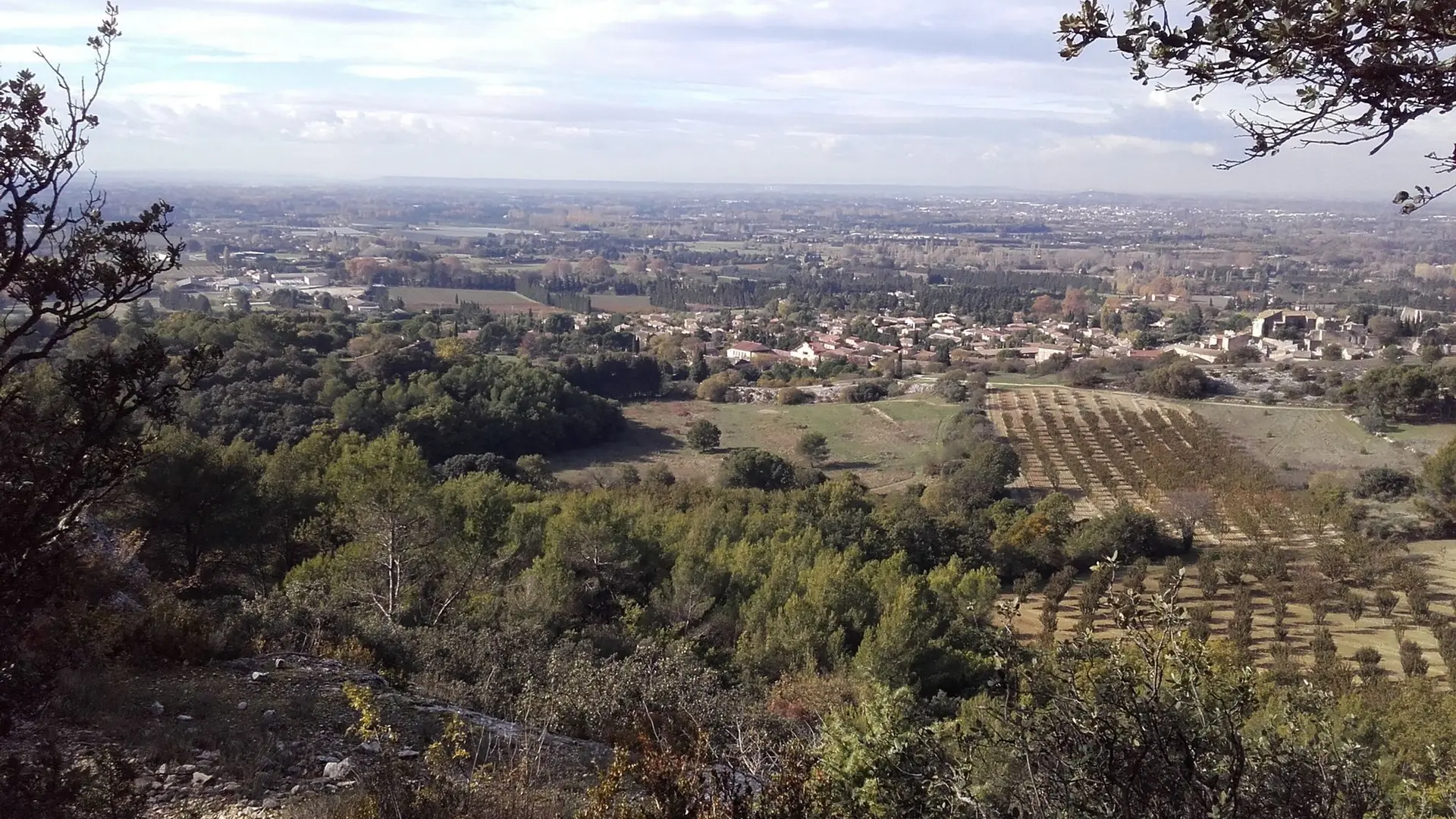 Vue sur Lagnes et la plaine de la Sorgue