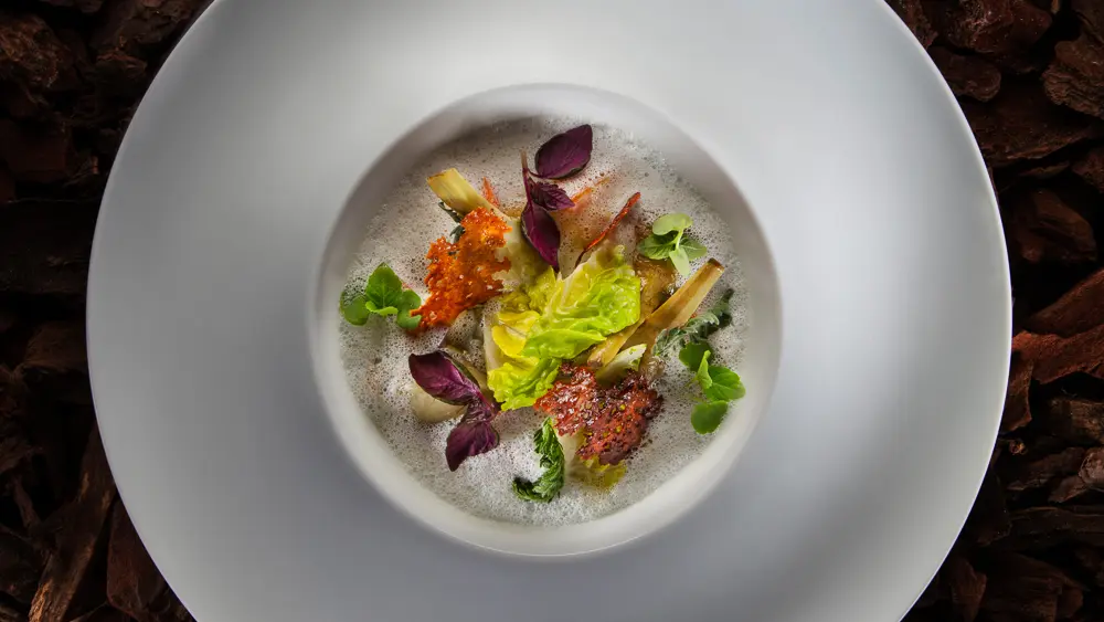 Le Saint-pierre, aiguillettes rôties, vierge d’anchois et déclinaison de choux-fleurs.