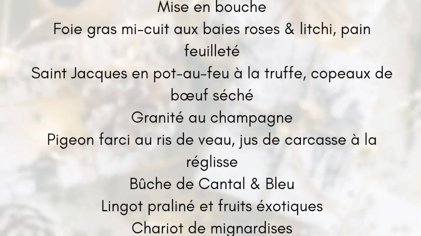 Menu de Noël 2025