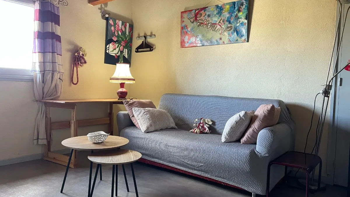 Dans le salon, le divan de type rapido.