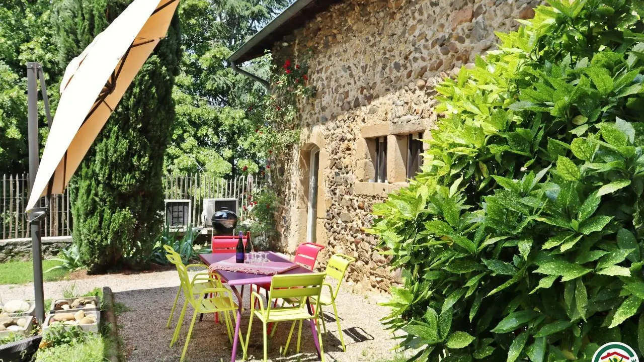 Terrasse privative au gîte