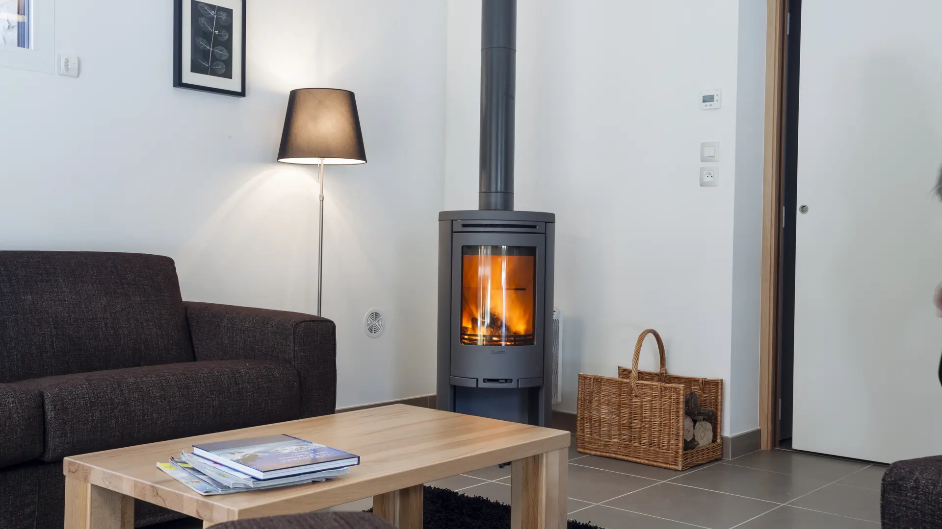 séjour avec poêle à bois