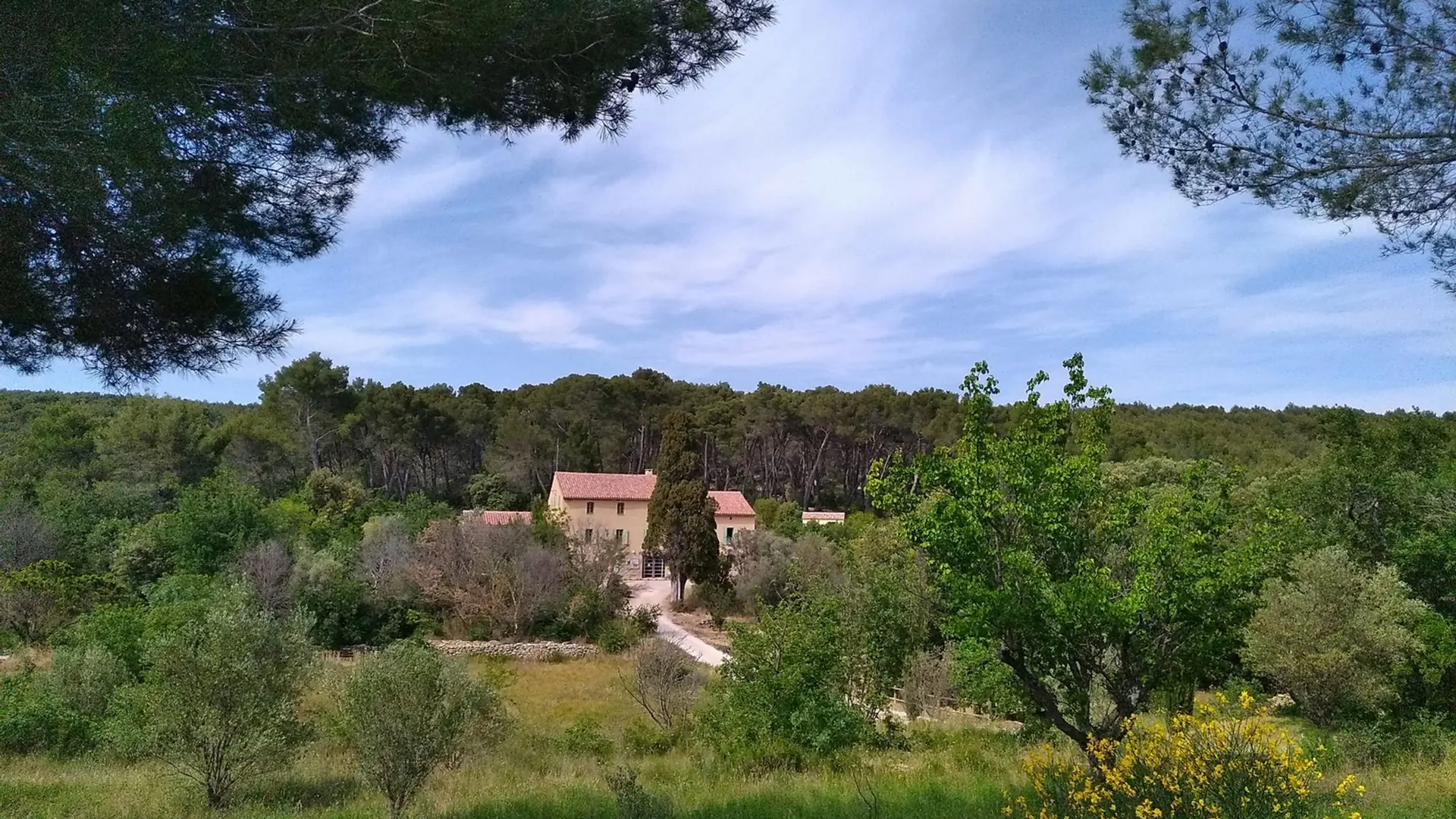 Vue sur l'Ecomusée Départementale des 4 Frères entouré d'une végétation verdoyante