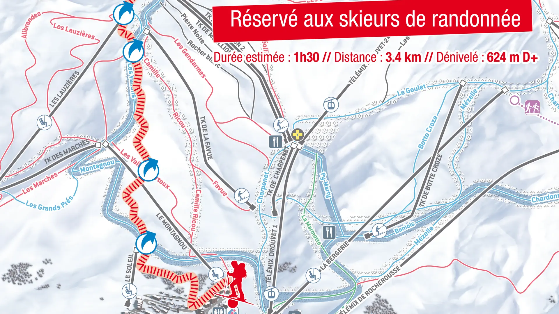 Itinéraire ski de randonnée Pointe de Méollion