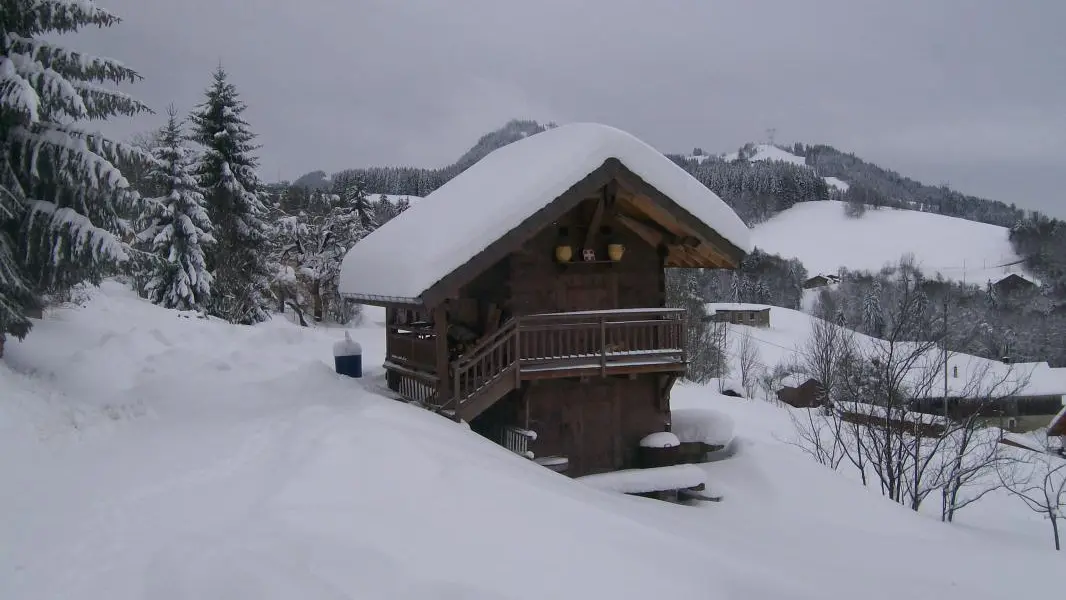 Panorama depuis la terrasse : notre petit grenier et station des Brasses (3km)