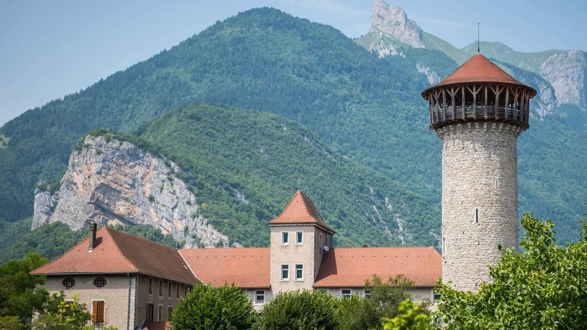 Vue du donjon et du Roc de Viuz