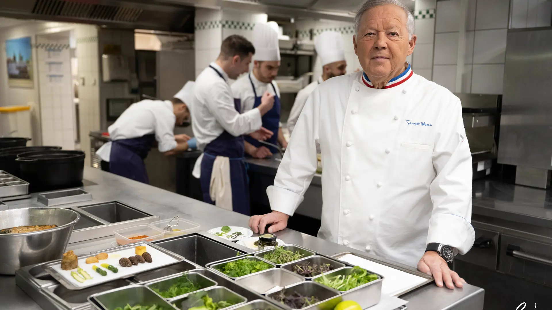 Georges Blanc en cuisine