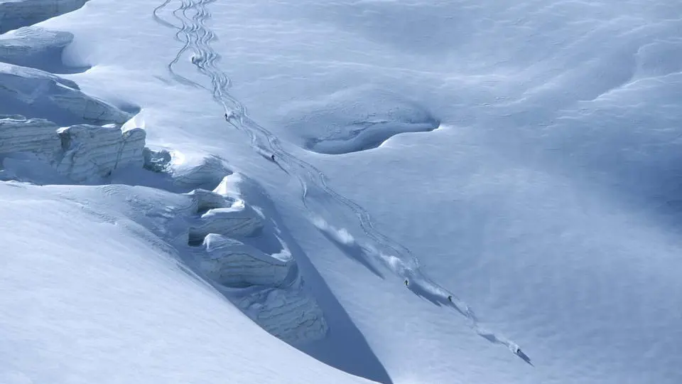 Grand espace vierge de poudreuse sur le Glacier