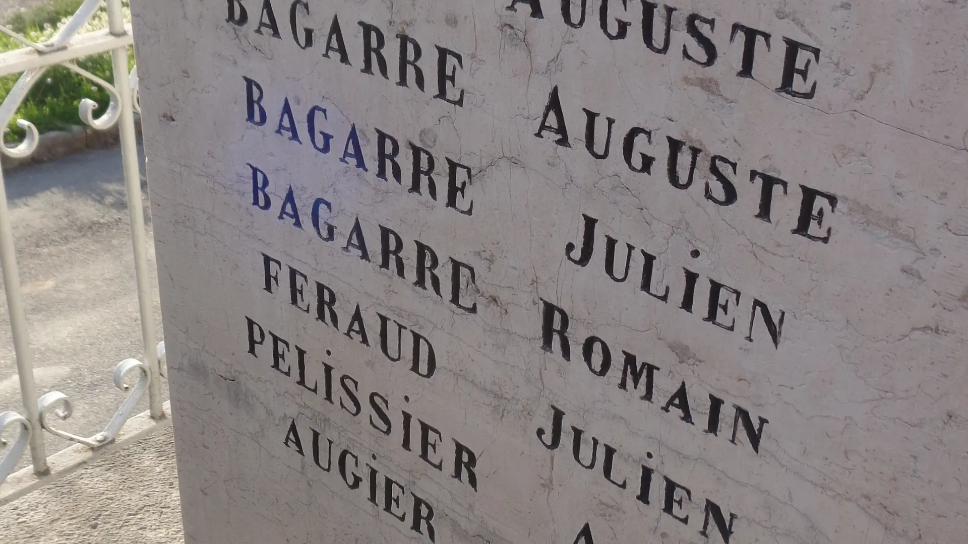 names of the deceased engraved on each side