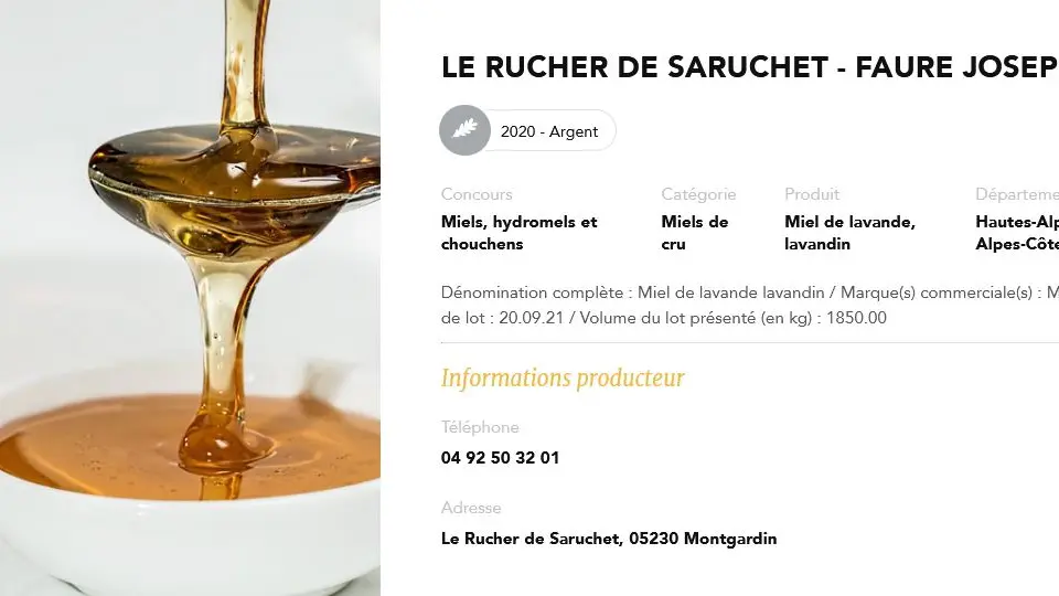 Rucher du Saruchet au Concours général agricole 2020