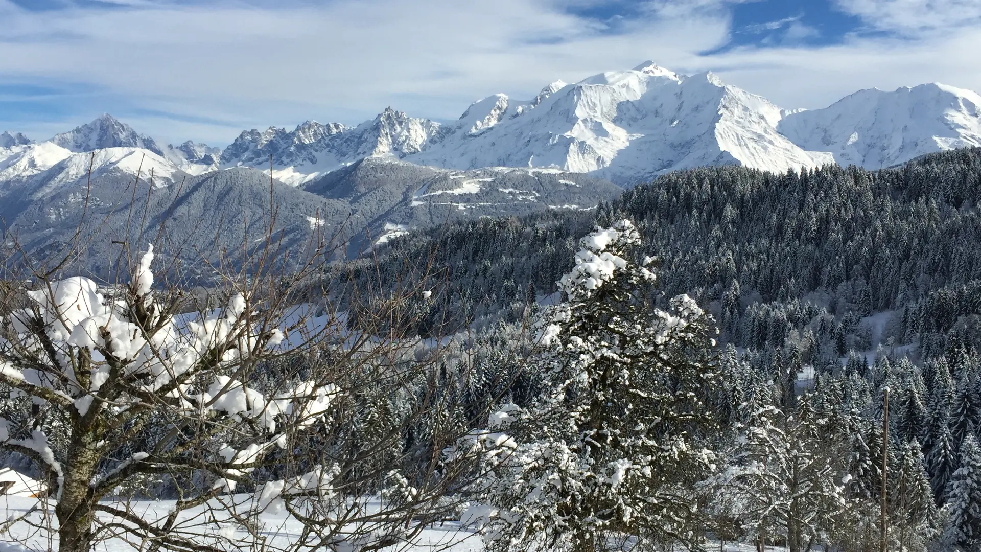 Vue Mont-Blanc en hiver