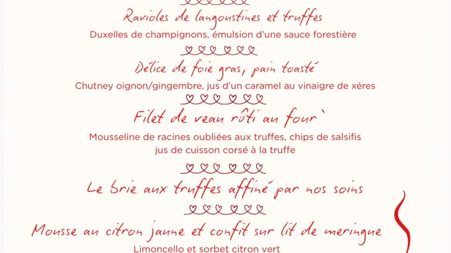 Menu Saint Valentin
