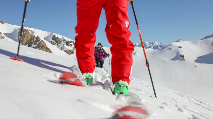 Ski touring on the Grandes Platières, close-up