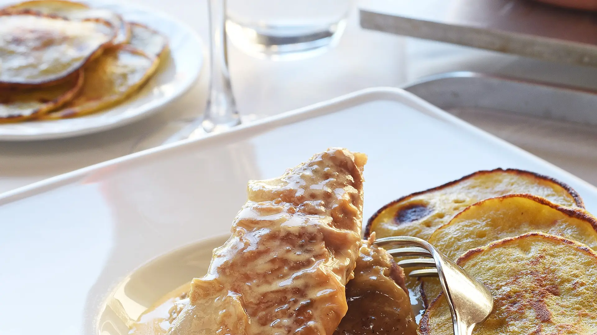 Poulet à la crème crêpes Parmentier