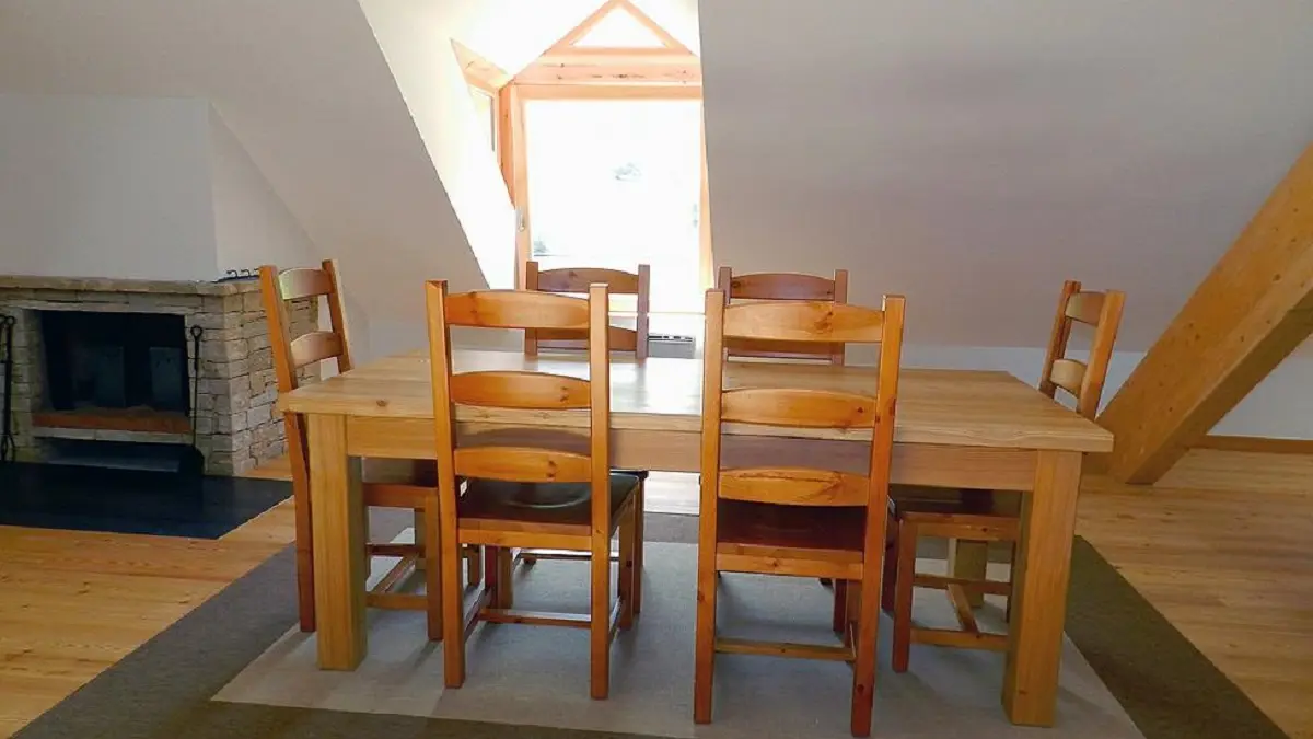 Le coin des repas avec la cheminée