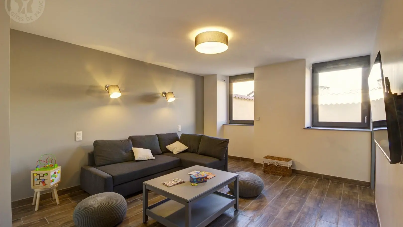 Le Chanvre : salon détente avec télévision (2 couchages d'appoints avec le canapé convertible).