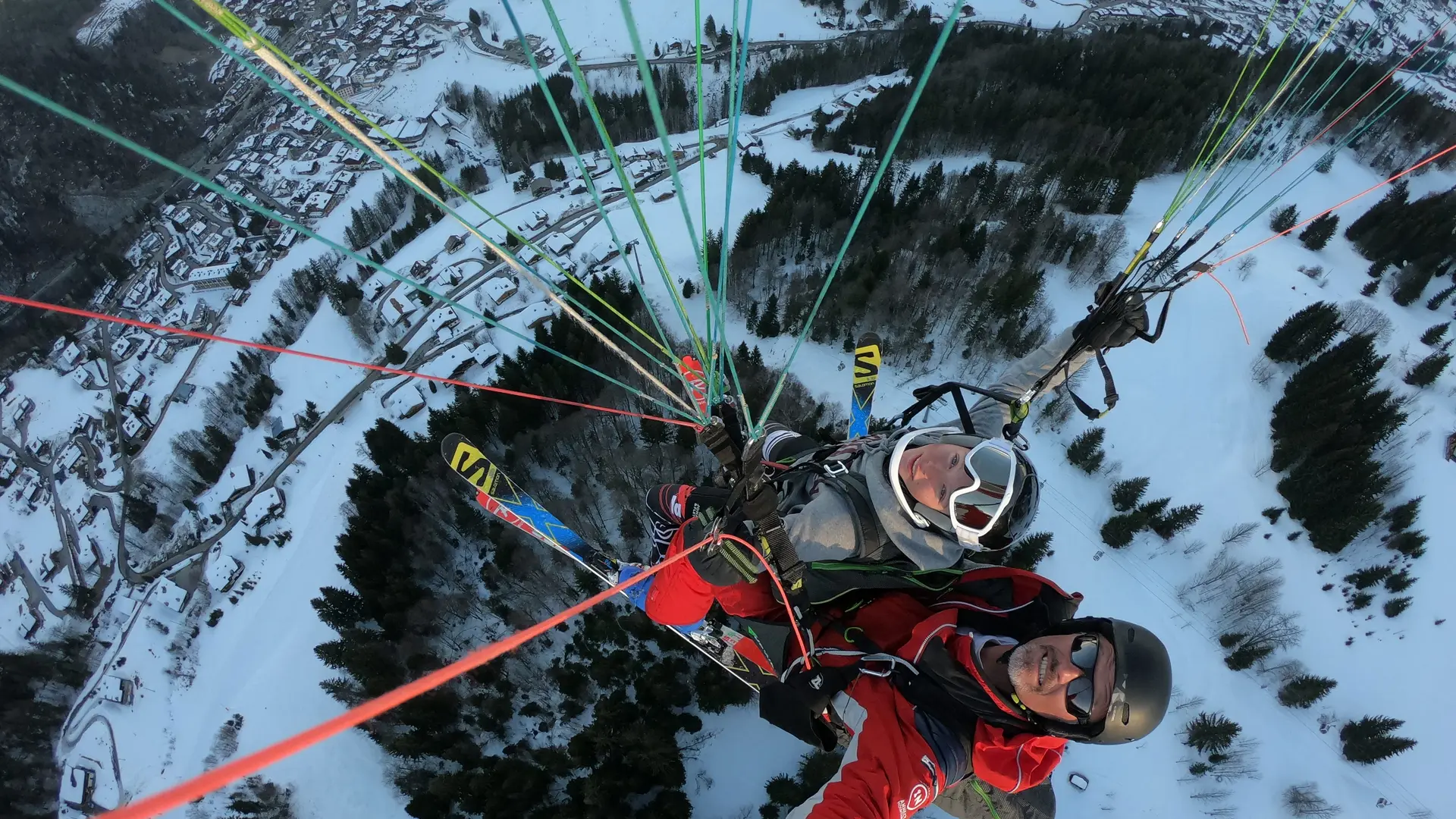 Baptême en parapente en hiver