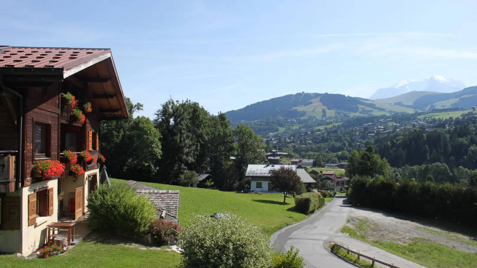 Le chalet avec la vue sur le Mont Blanc