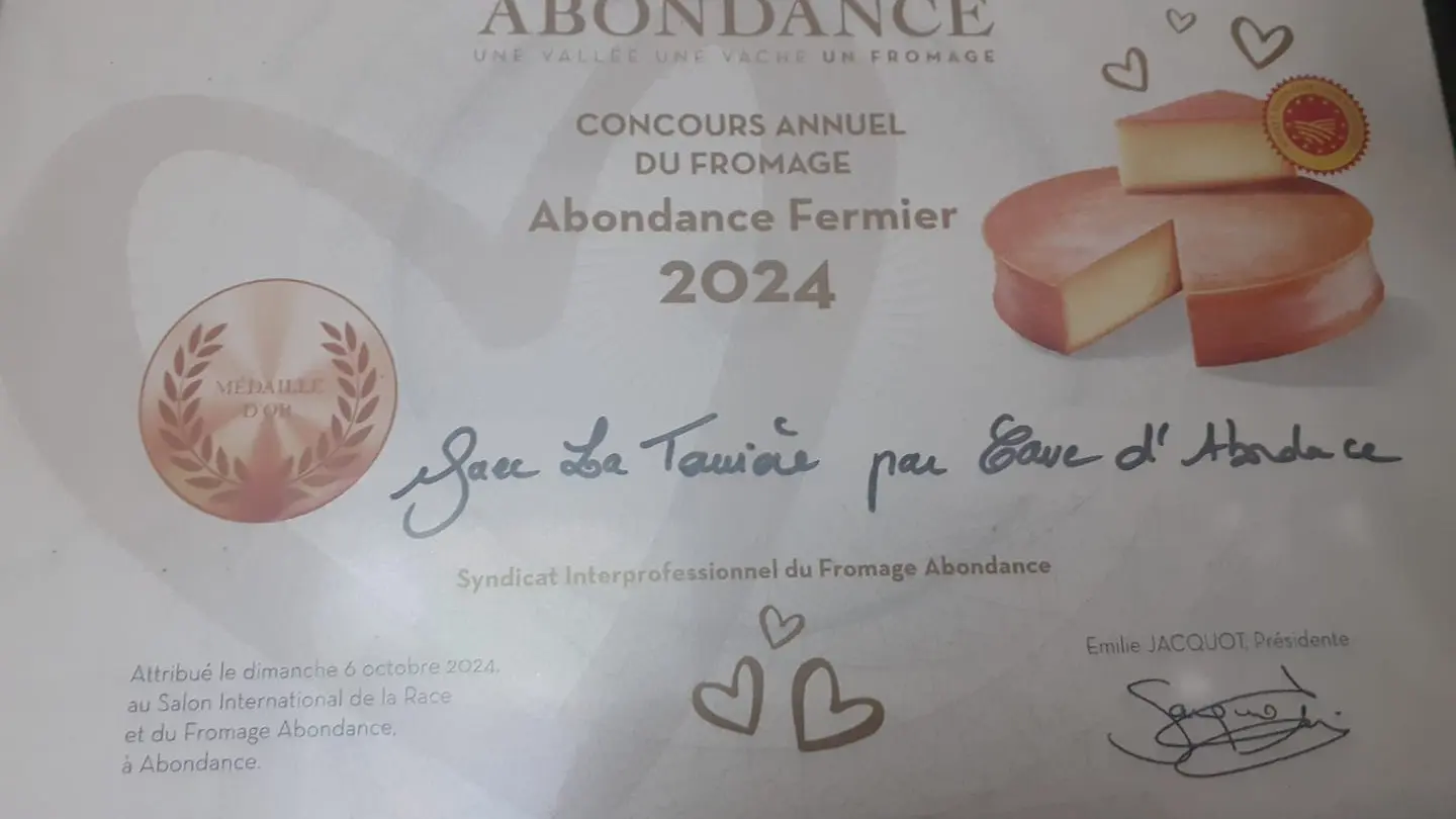 Médaille d'Or 2024 fromage Abondance Fermier