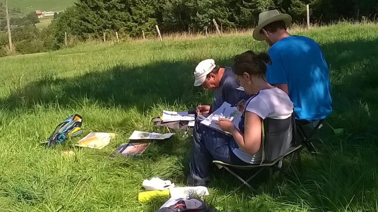 Atelier de peinture aquarelle en été