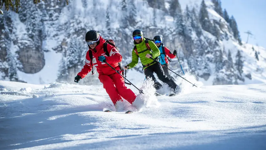 Ski touring in powder snow