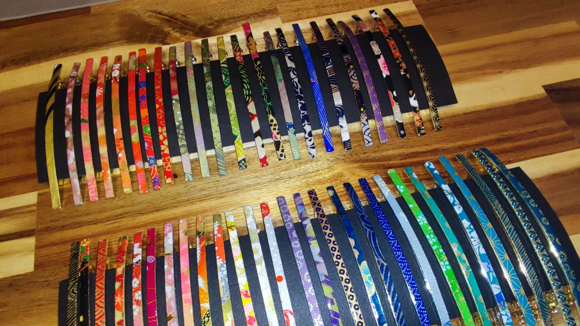 Barrettes fines washi et métal