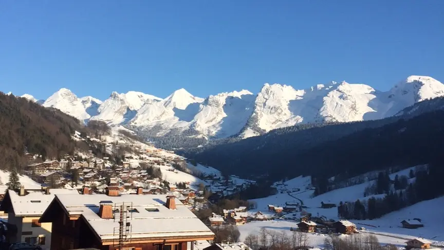 Vue depuios l'apartement hiver/View from the apartment winter-Ambrevetta-Le Grand-Bornand