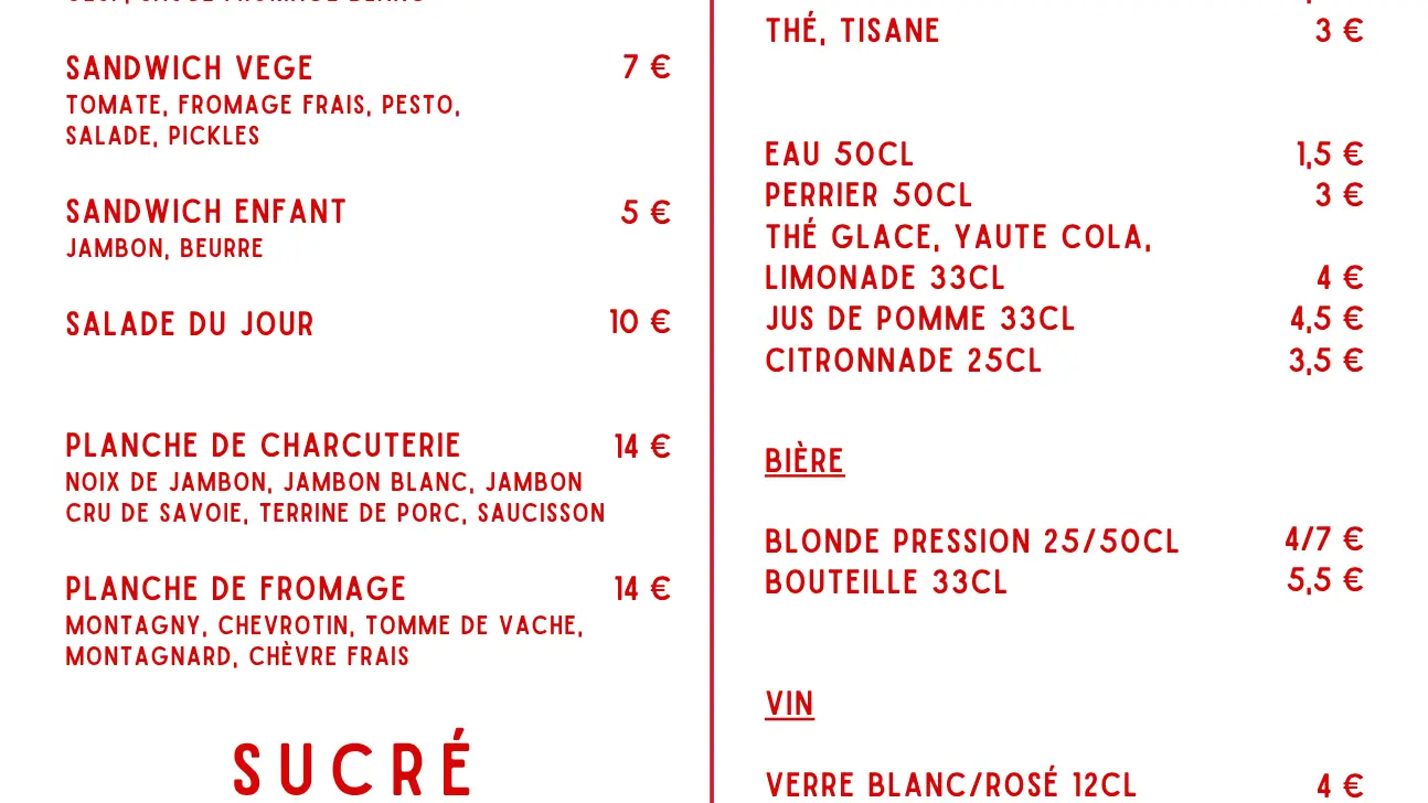 Menu été 2025