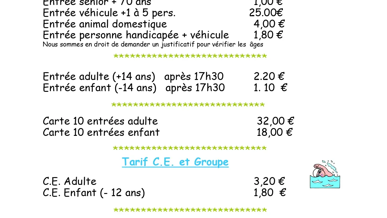 Tarifs d'accès 2021