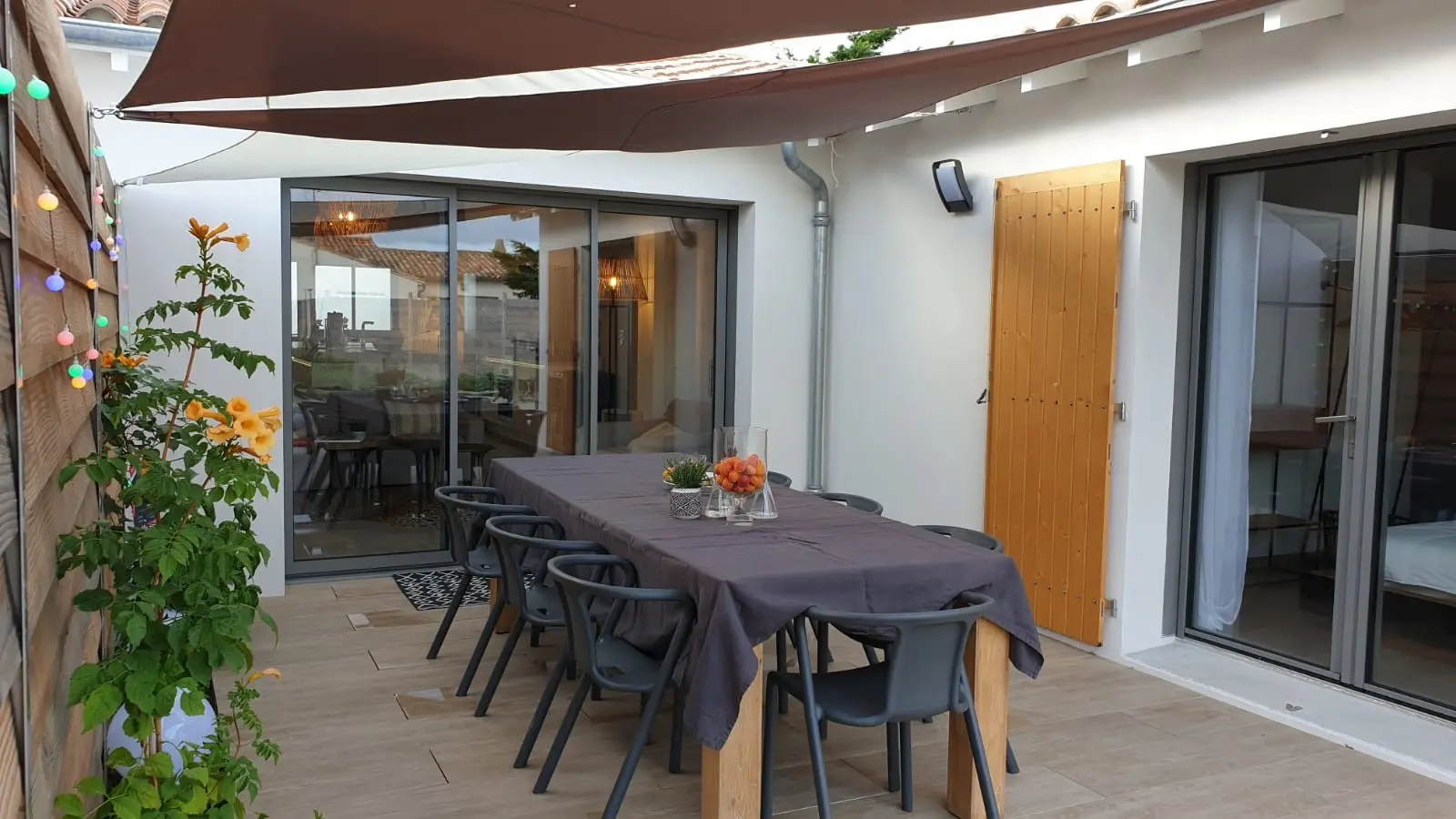 Terrasse privative couverte