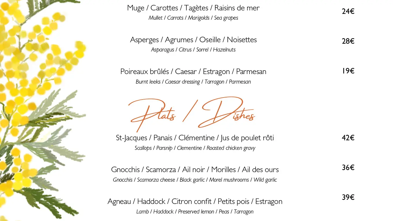 Carte restaurant LOU PATIO Saint Rémy de provence
