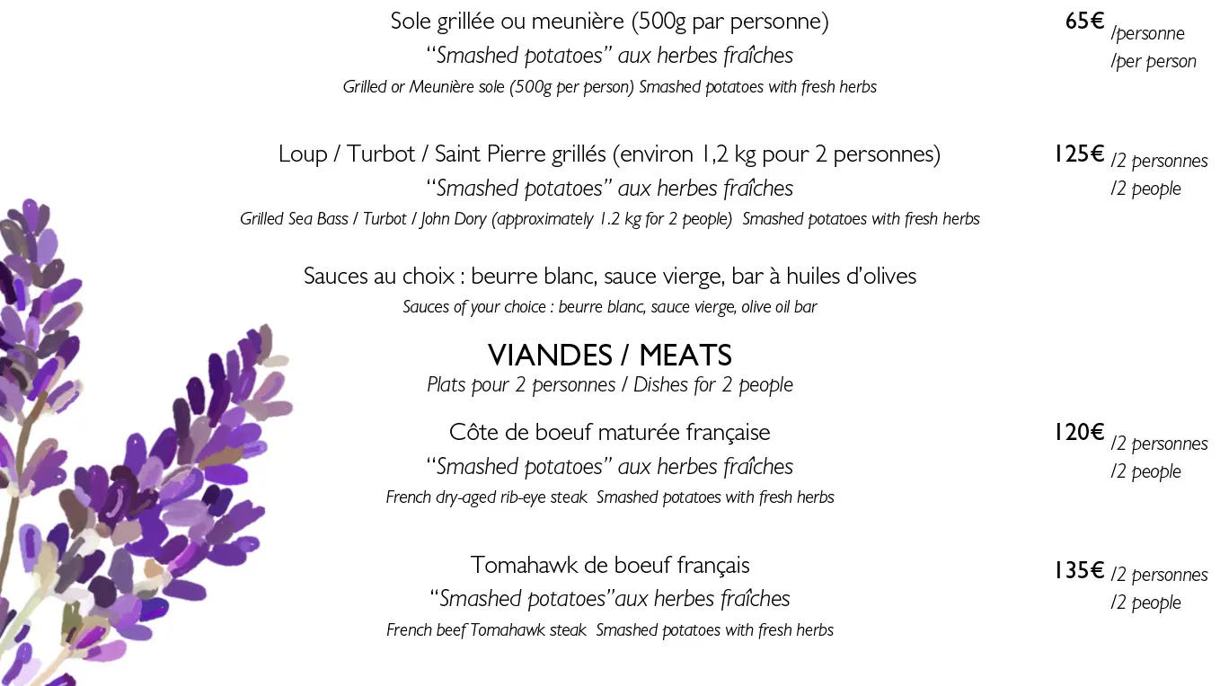 Carte restaurant LOU PATIO Saint Rémy de provence