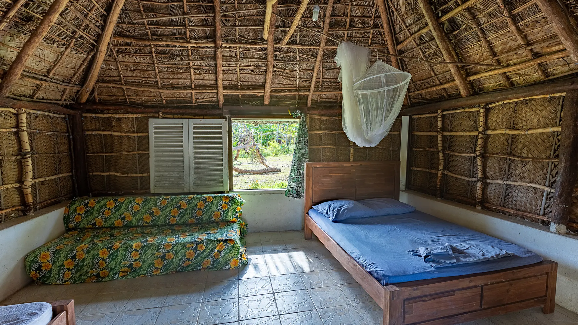 Thatched hut interior